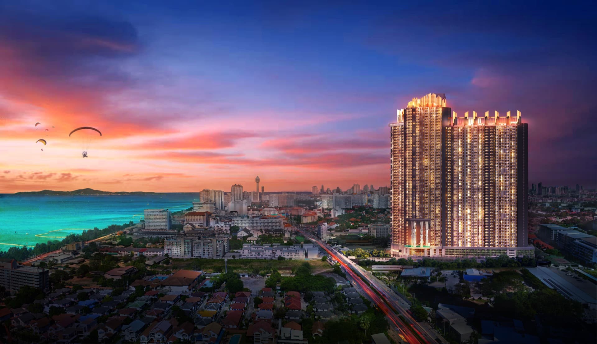 Sunset over Jomtien Bay, Pattaya